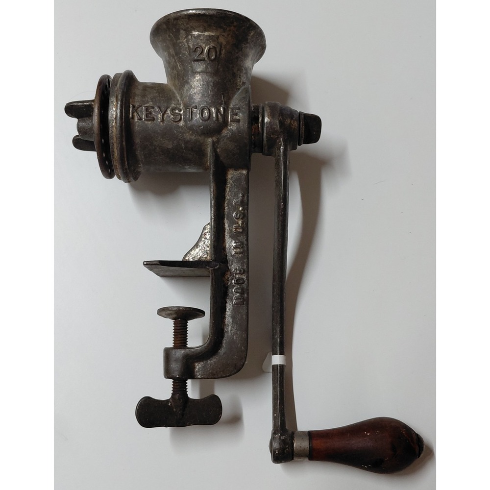 Vintage Keystone 20 Meat Grinder Hand Crank Cast Iron Food Chopper Made in USA
